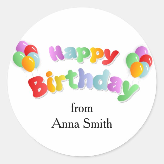 Happy Birthday Celebration Customizable Runder Aufkleber (Vorderseite)
