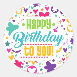 Happy Birthday Celebration Customizable Runder Aufkleber