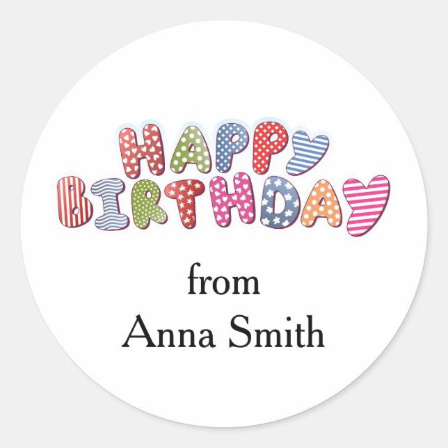 Happy Birthday Celebration Customizable Runder Aufkleber (Vorderseite)