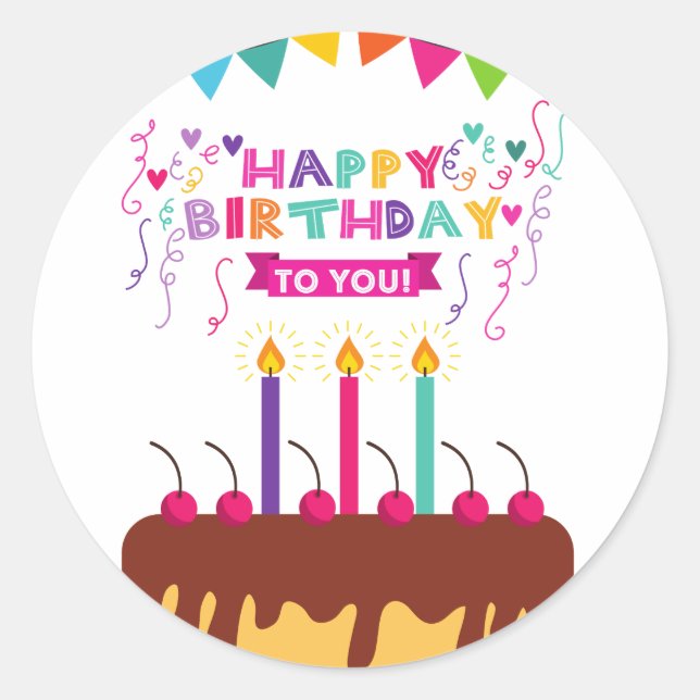 Happy Birthday Celebration Customizable Runder Aufkleber (Vorderseite)