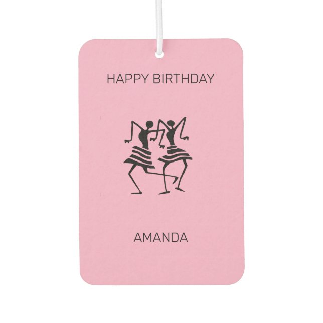Happy Birthday Celebration Dancers Pink Autolufterfrischer (Vorderseite)