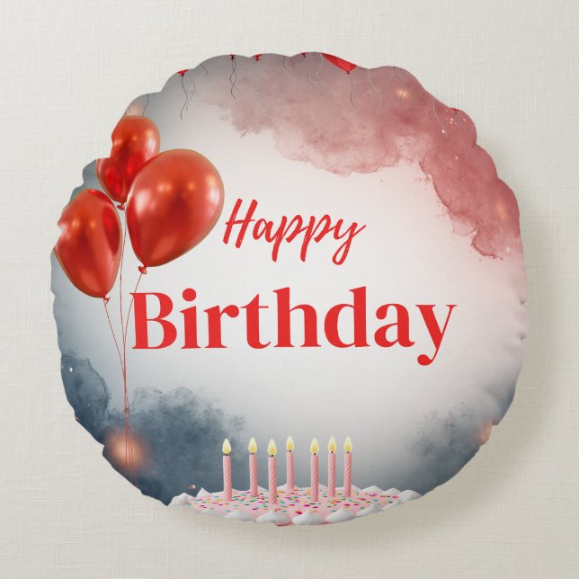 Happy Birthday Celebration Pillow Rundes Kissen (Vorderseite)