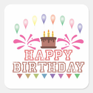 Happy Birthday Celebration Quadratischer Aufkleber