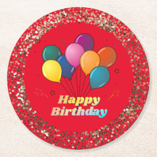 Happy Birthday Celebration Round Paper Untersetzer