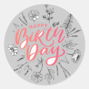 Happy Birthday Celebration Runder Aufkleber