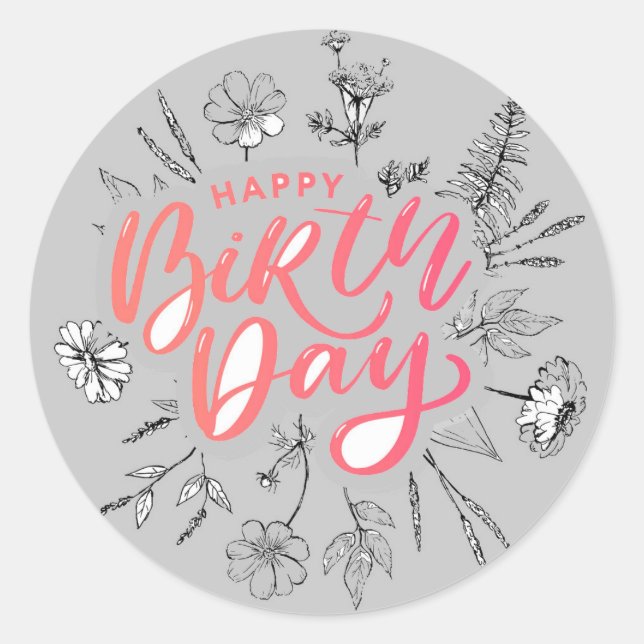 Happy Birthday Celebration Runder Aufkleber (Vorderseite)