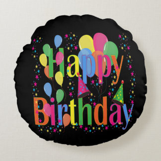 Happy Birthday Celebrations Round Pillow Rundes Kissen