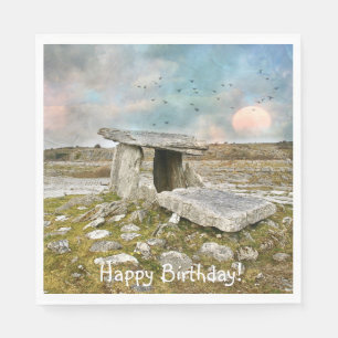 Happy Birthday Celtic Ruins Serviette
