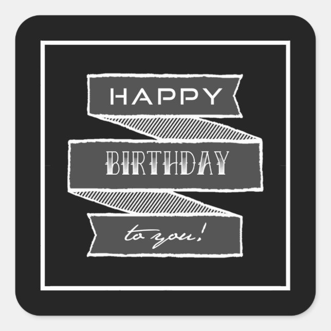 Happy Birthday Chalk Tattoo Typografy Stickers (Vorderseite)
