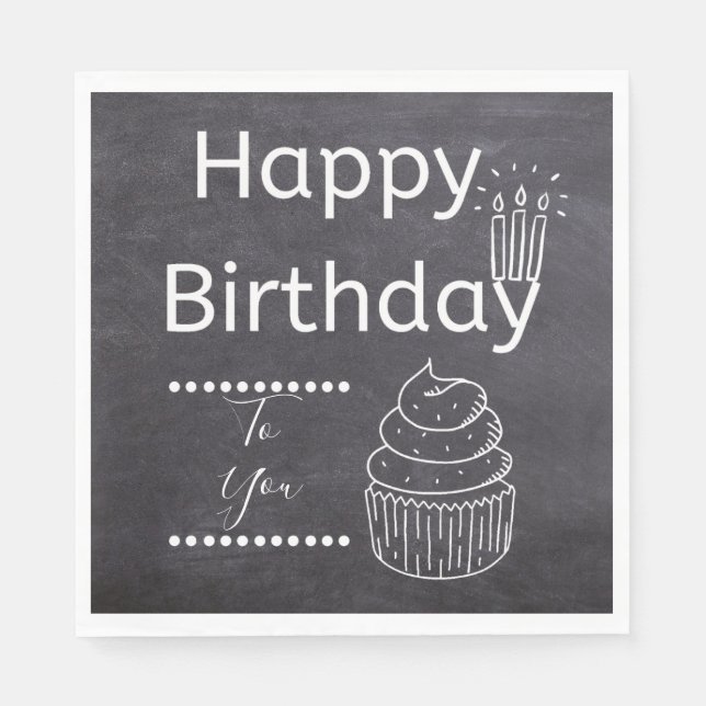 Happy Birthday Chalkboard Napkins Serviette (Vorderseite)