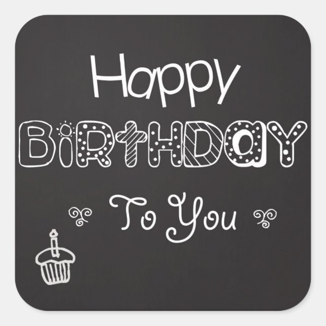 Happy Birthday Chalkboard Sticker (Vorderseite)