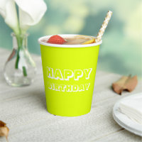 Happy Birthday Chartreuse grün weiß, modern kühl