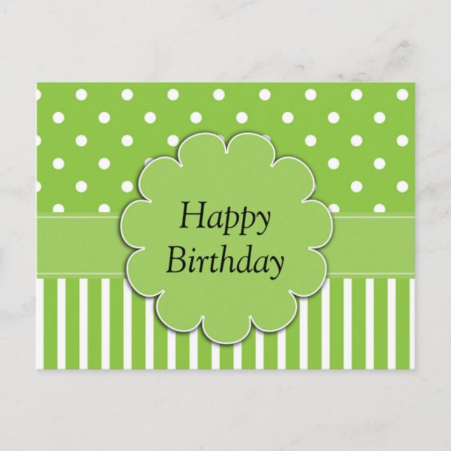 Happy Birthday - Chartreuse und White Design Postkarte (Vorderseite)