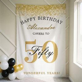 Happy Birthday Cheers To 50 Years Celebration Banner