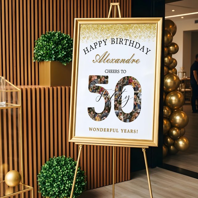 Happy Birthday Cheers To 50 Years Photo Collage Poster (Von Creator hochgeladen)