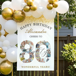 Happy Birthday Cheers To 80 Years Photo Collage Banner