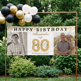Happy Birthday Cheers To 80 Years Photo Then & Now Banner
