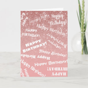 Happy Birthday Chic Rose Gold Glitzer Pink Karte