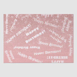 Happy Birthday Chic Rose Gold Glitzer Pink Seidenpapier