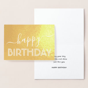 Happy Birthday Chic Script Minimal Glam Gold Real Folienkarte