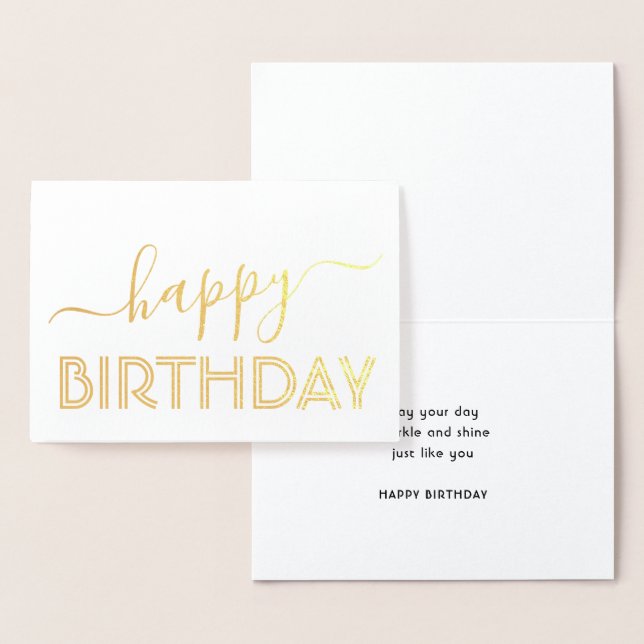 Happy Birthday Chic Script Minimal Glam Gold Real Folienkarte (Anzeige)