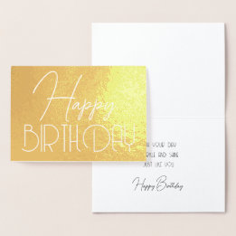 Happy Birthday Chic Script Minimalistisch Glam Folienkarte