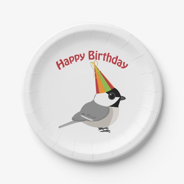 Happy Birthday Chickadee Pappteller (Vorderseite)