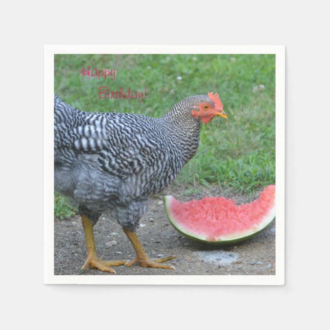 Happy Birthday Chicken Lieben Watermelon Serviette (Vorderseite)