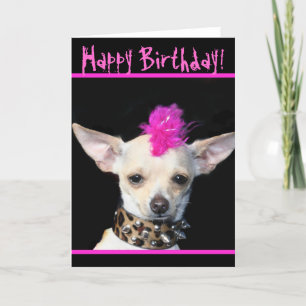 Happy Birthday Chihuahua Punk greeting card Karte