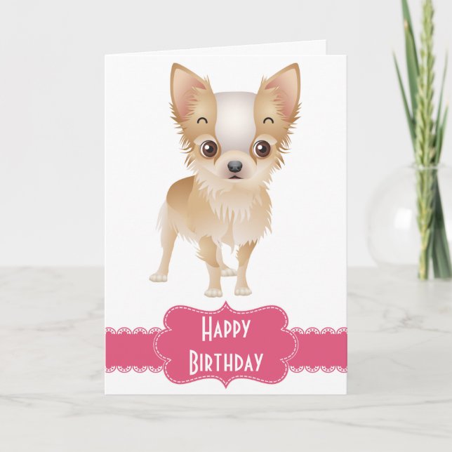 Happy Birthday Chihuahua Puppy Dog Grußkarte Karte (Vorderseite)