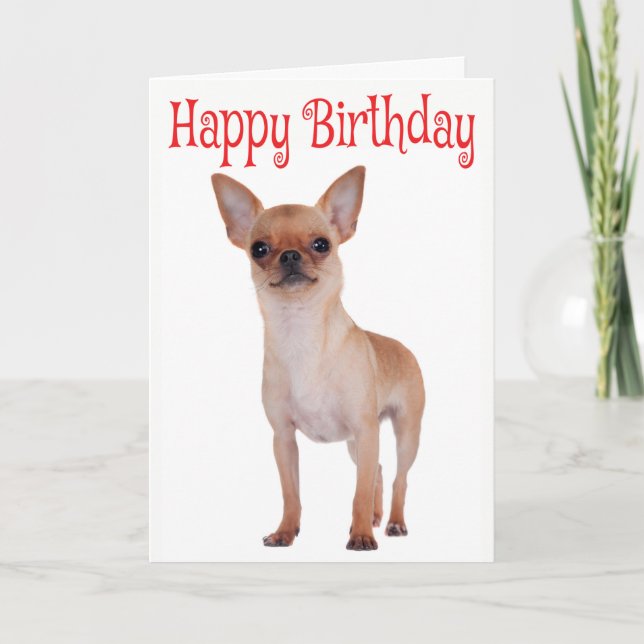 Happy Birthday Chihuahua Puppy Red Verse Karte (Vorderseite)