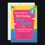 Happy Birthday Child Kids Girl Boy Age Personalize Einladung<br><div class="desc">Tropical Red Blue Customize Pool Party Geburtstag Einladungs-Karte für den Pool Party Themenabend für Kinder. Personalisieren Sie es für Ihr Kind.</div>