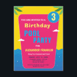 Happy Birthday Child Kids Girl Boy Age Personalize Einladungspostkarte<br><div class="desc">Tropical Red Blue Customize Pool Party Geburtstagskarte für den Pool Party Themenabend für Kinder. Personalisieren Sie es für Ihr Kind.</div>