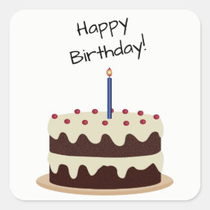 Happy Birthday Chocolate and Vanilla Cake Sticker