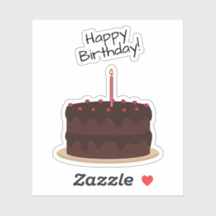 Happy Birthday Chocolate Cake Contour Sticker