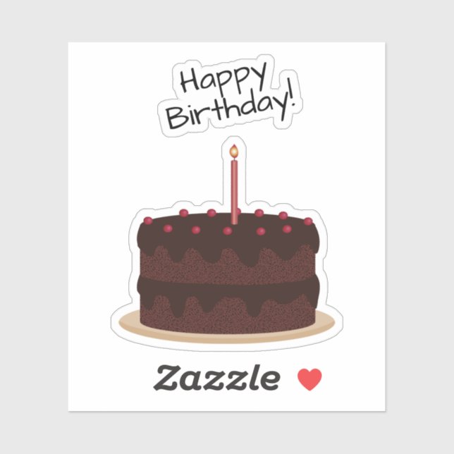 Happy Birthday Chocolate Cake Contour Sticker (Blatt)