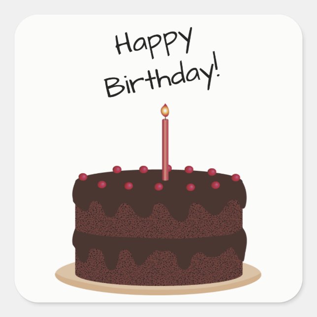 Happy Birthday Chocolate Cake Square Sticker (Vorderseite)
