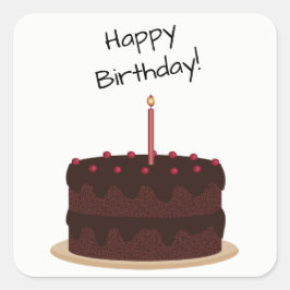 Happy Birthday Chocolate Cake Square Sticker