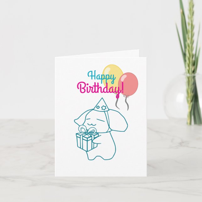 Happy Birthday Chomochi Bunny Karte (Vorderseite)