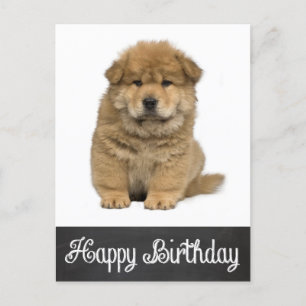 Happy Birthday Chow Chow Puppy Chalkboard Postkart Postkarte