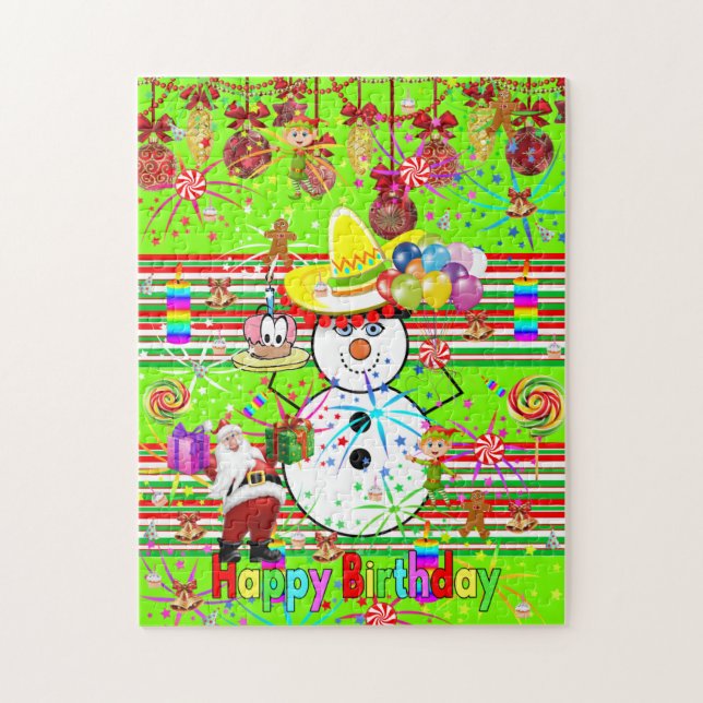 Happy Birthday Christmas Puzzle Santa (Vertikal)
