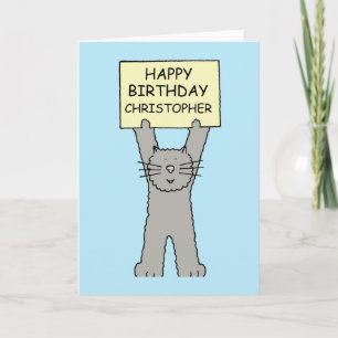 Happy Birthday Christopher Cartoon Cat Karte