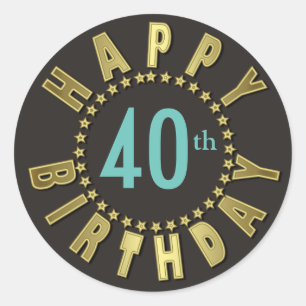 Happy Birthday Circle of Stars Gold ID527 Runder Aufkleber