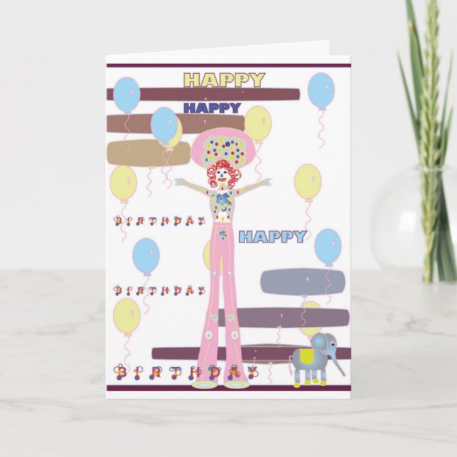 Happy Birthday Circus Style Karte (Vorderseite)