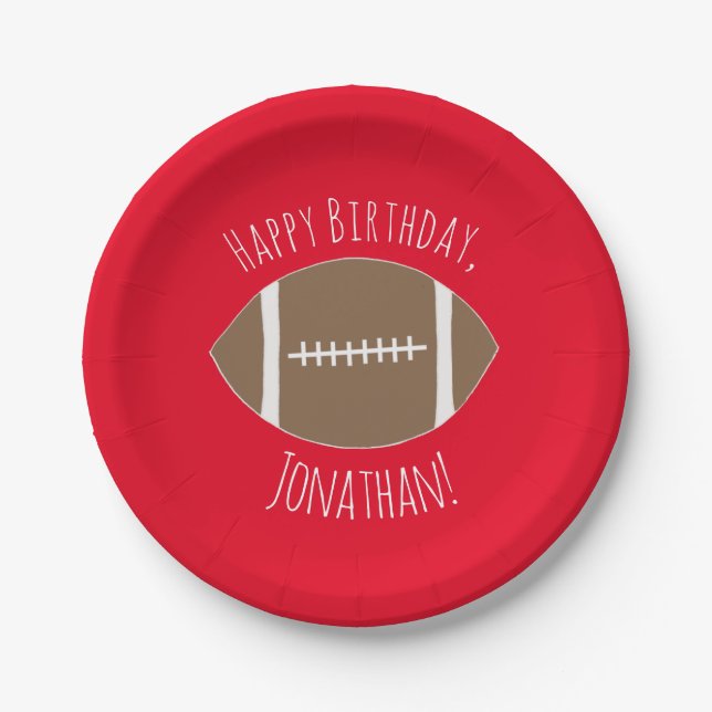 Happy Birthday Classic Football Red Paper Teller (Vorderseite)
