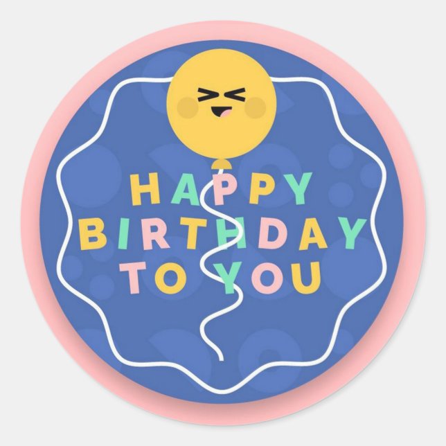 Happy Birthday Classic Round Sticker (Vorderseite)