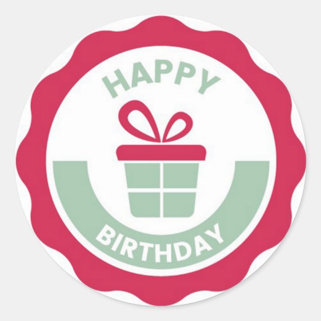 Happy Birthday Classic Round Sticker (Vorderseite)