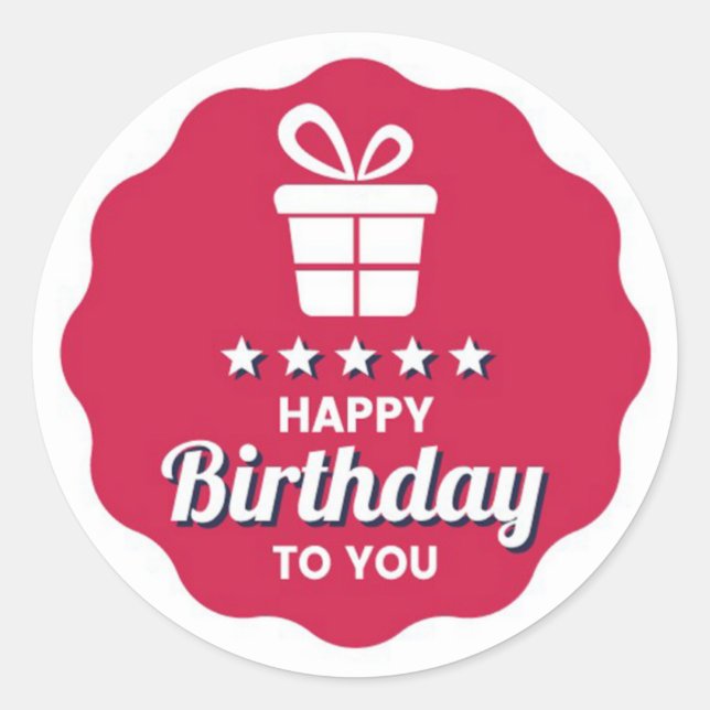 Happy Birthday Classic Round Sticker (Vorderseite)