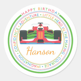Happy Birthday | Classic Simple Custom Photo Runder Aufkleber