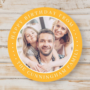 Happy Birthday Classic Simple Family Foto Classic Runder Aufkleber